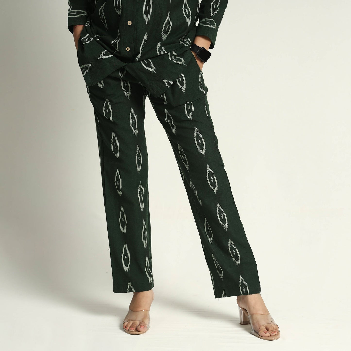 Dark Green - Pochampally Ikat Cotton Co-Ord Set