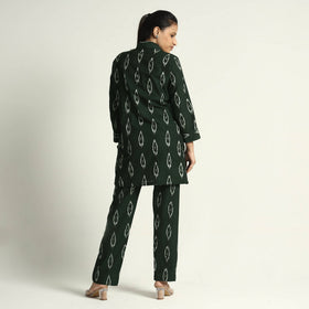 Dark Green - Pochampally Ikat Cotton Co-Ord Set