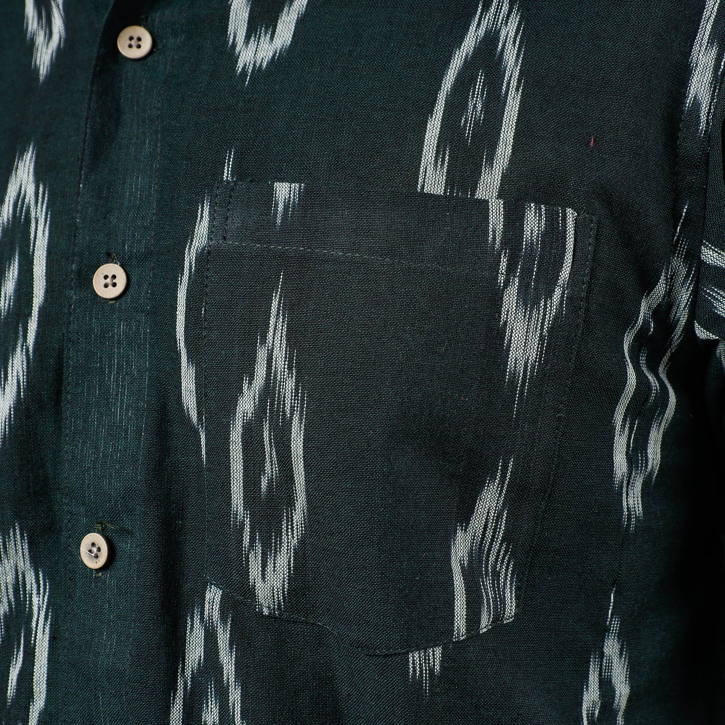 Dark green - pochampally ikat weave cotton men half sleeve