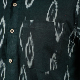 Dark green - pochampally ikat weave cotton men half sleeve