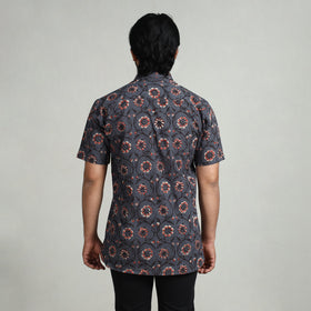  Bagru Block Printed Cotton Men Half Sleeve Shirt 