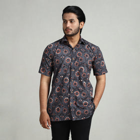  Bagru Block Printed Cotton Men Half Sleeve Shirt 