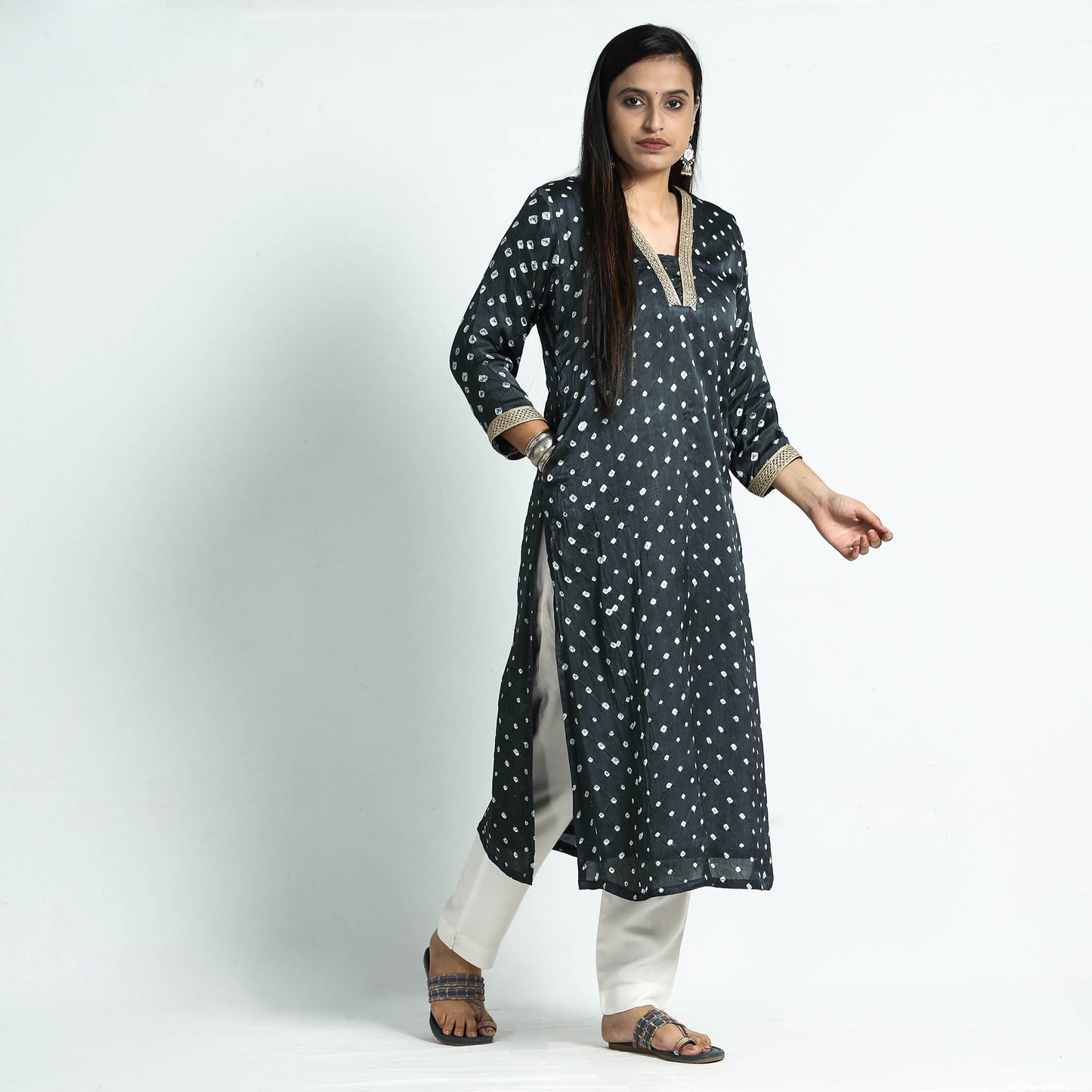 bandhani silk kurta