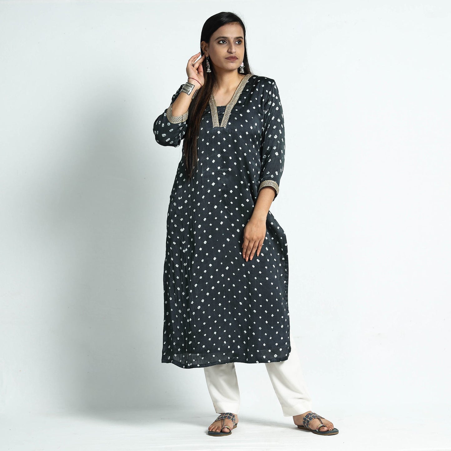bandhani silk kurta