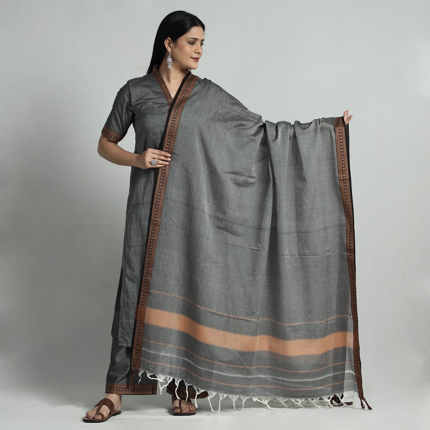 Buy Dharwad Cotton Kurta with Palazzo & Dupatta Set Online at iTokri.com