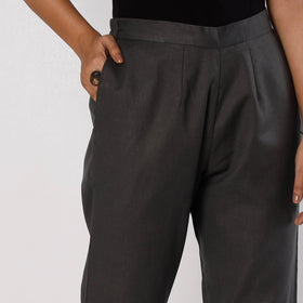  Dark Grey Flex Cotton Tapered Casual Pant for Women 