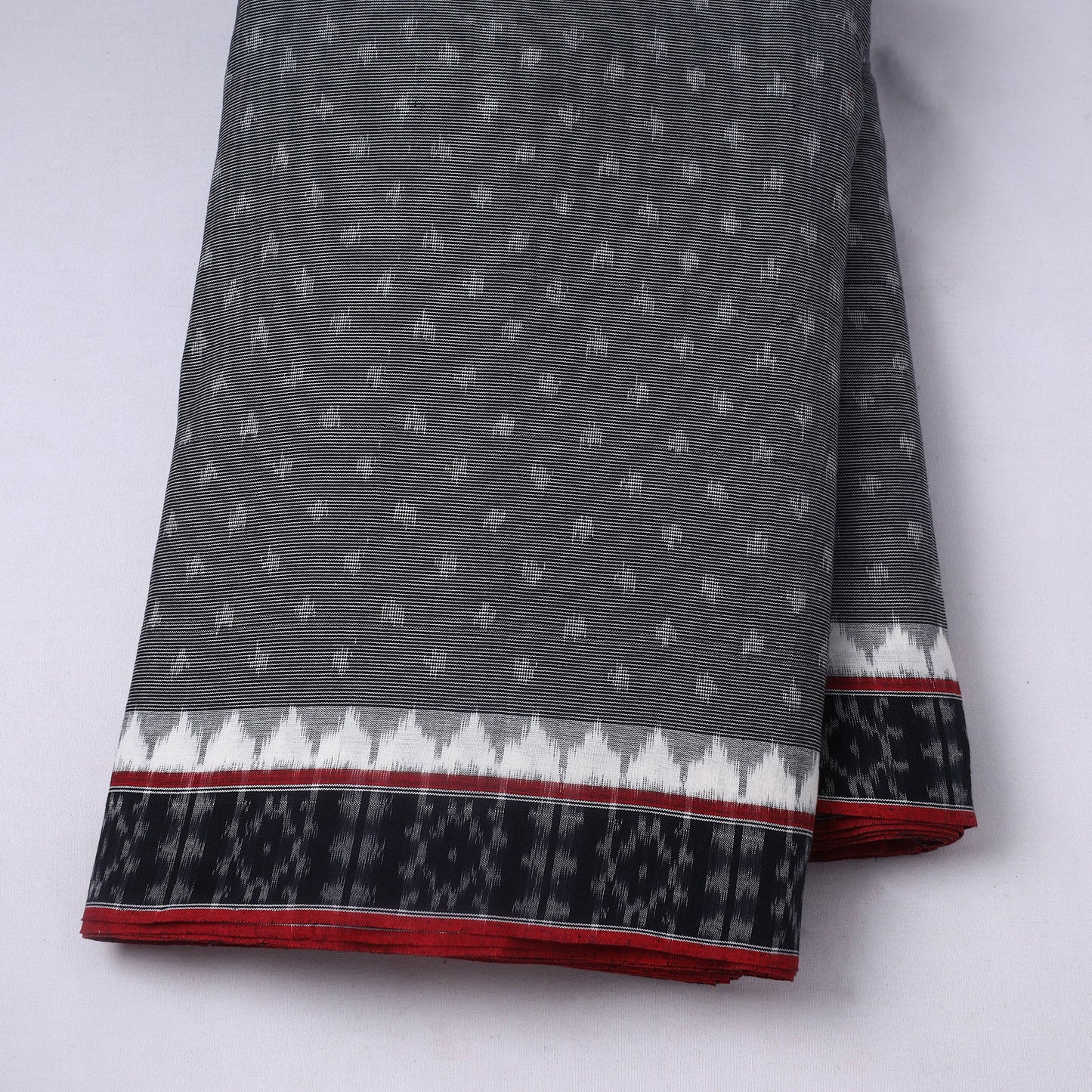  Dark Grey Handloom Cotton Pochampally Double Ikat Fabric