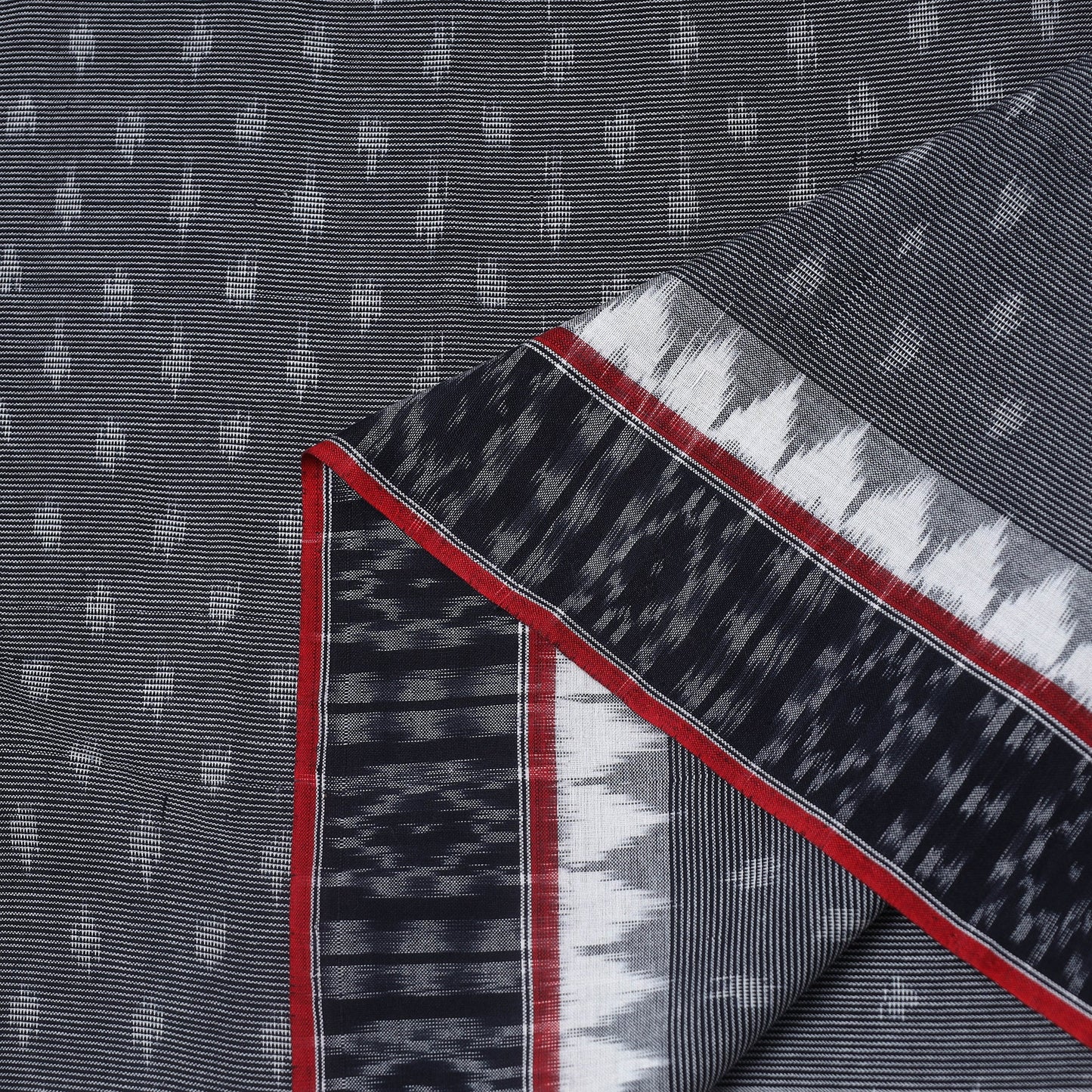 Dark Grey Handloom Cotton Pochampally Double Ikat Fabric