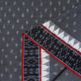  Dark Grey Handloom Cotton Pochampally Double Ikat Fabric