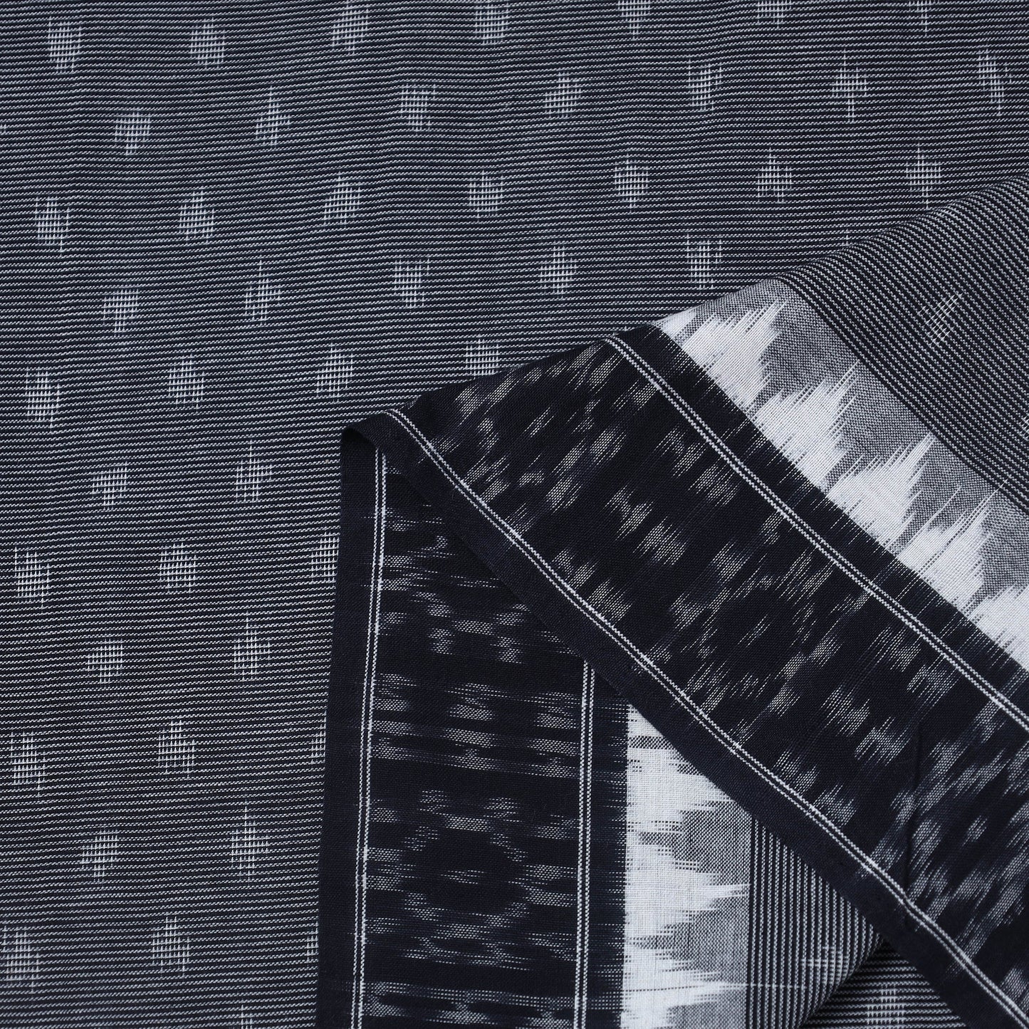  Dark Grey Handloom Cotton Pochampally Double Ikat Fabric