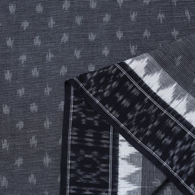  Dark Grey Handloom Cotton Pochampally Double Ikat Fabric