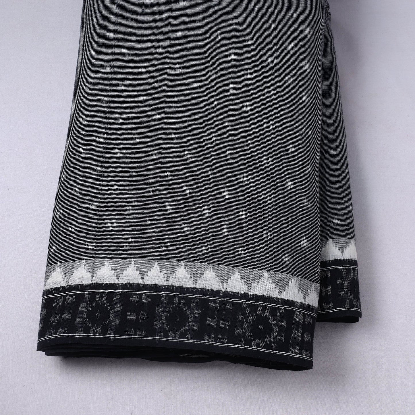  Dark Grey Handloom Cotton Pochampally Double Ikat Fabric