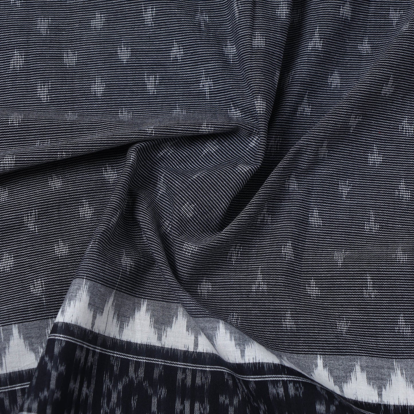  Dark Grey Handloom Cotton Pochampally Double Ikat Fabric