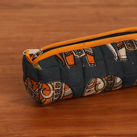  Dark Grey Handmade Quilted Cotton Pencil Pouch