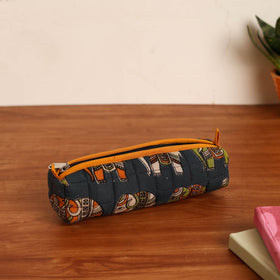  Dark Grey Handmade Quilted Cotton Pencil Pouch
