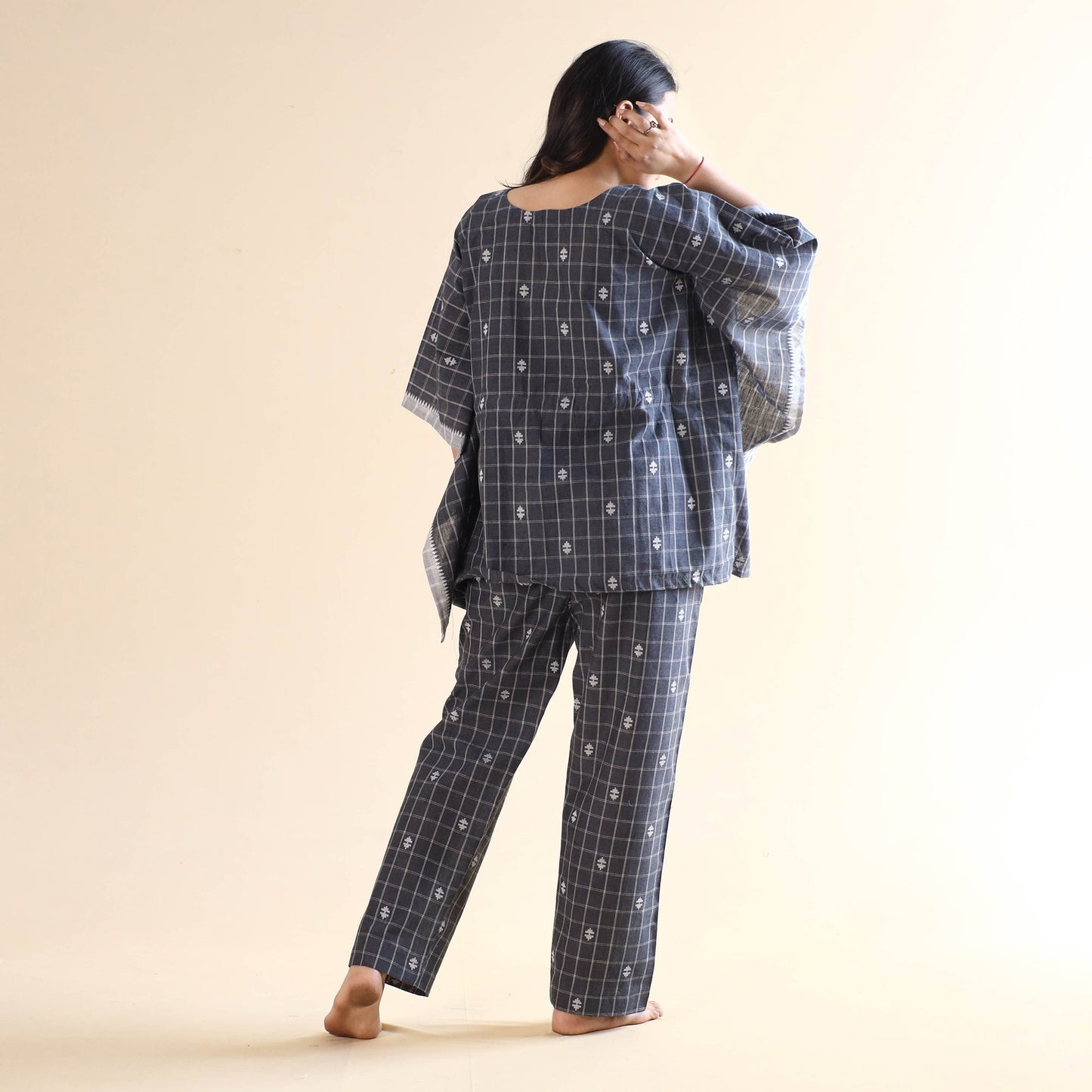 Buy Jacquard Cotton Kaftan & Pyjama Night Suit Set Online at iTokri.com
