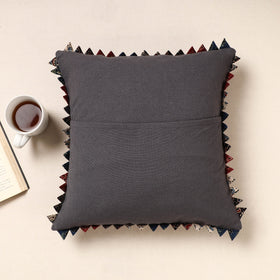 Dark Grey Kala Raksha Tagai Work Cotton Cushion Cover