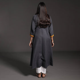 Dark Grey Kumaun Handwoven A-Line Merino Woolen Kurta for Women