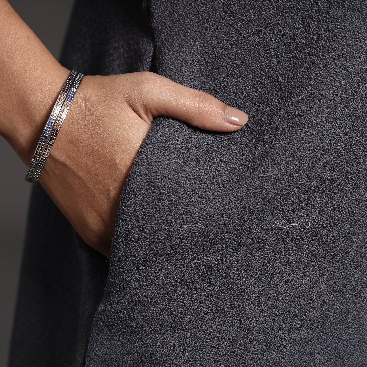 Dark Grey Kumaun Handwoven A-Line Merino Woolen Kurta for Women