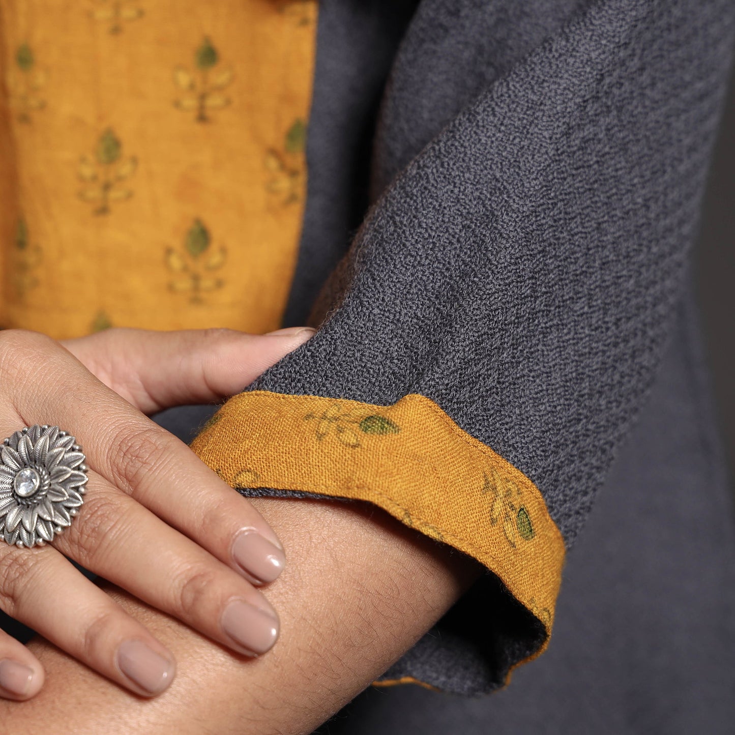 Dark Grey Kumaun Handwoven A-Line Merino Woolen Kurta for Women