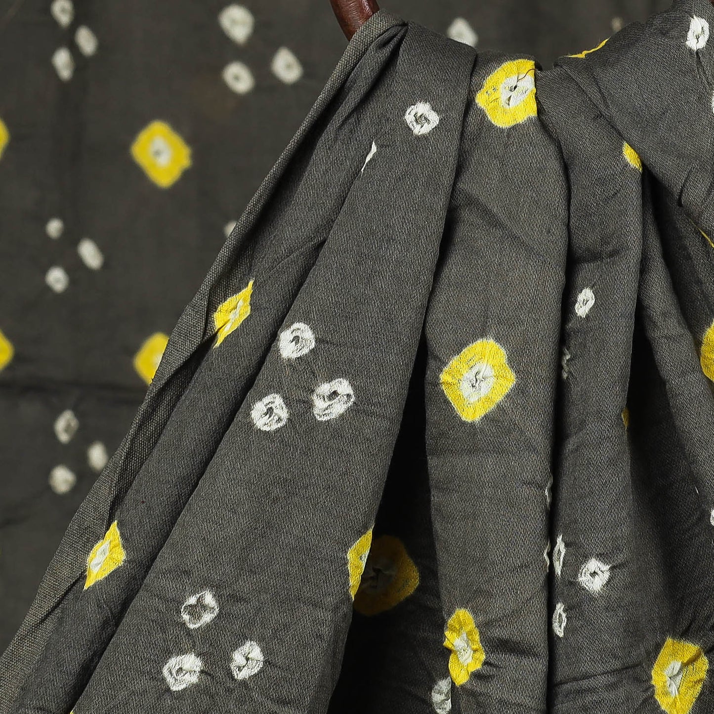  Dark Grey Kutch Tie-Dye Mul Cotton Bandhani Fabric 