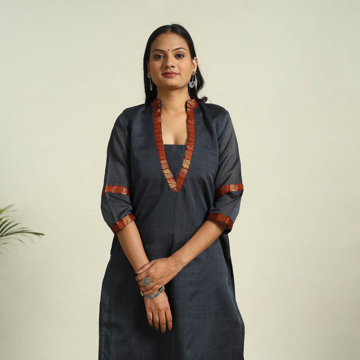  Dark Grey Mercerised Cotton Straight Dharwad Kurta