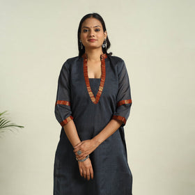  Dark Grey Mercerised Cotton Straight Dharwad Kurta