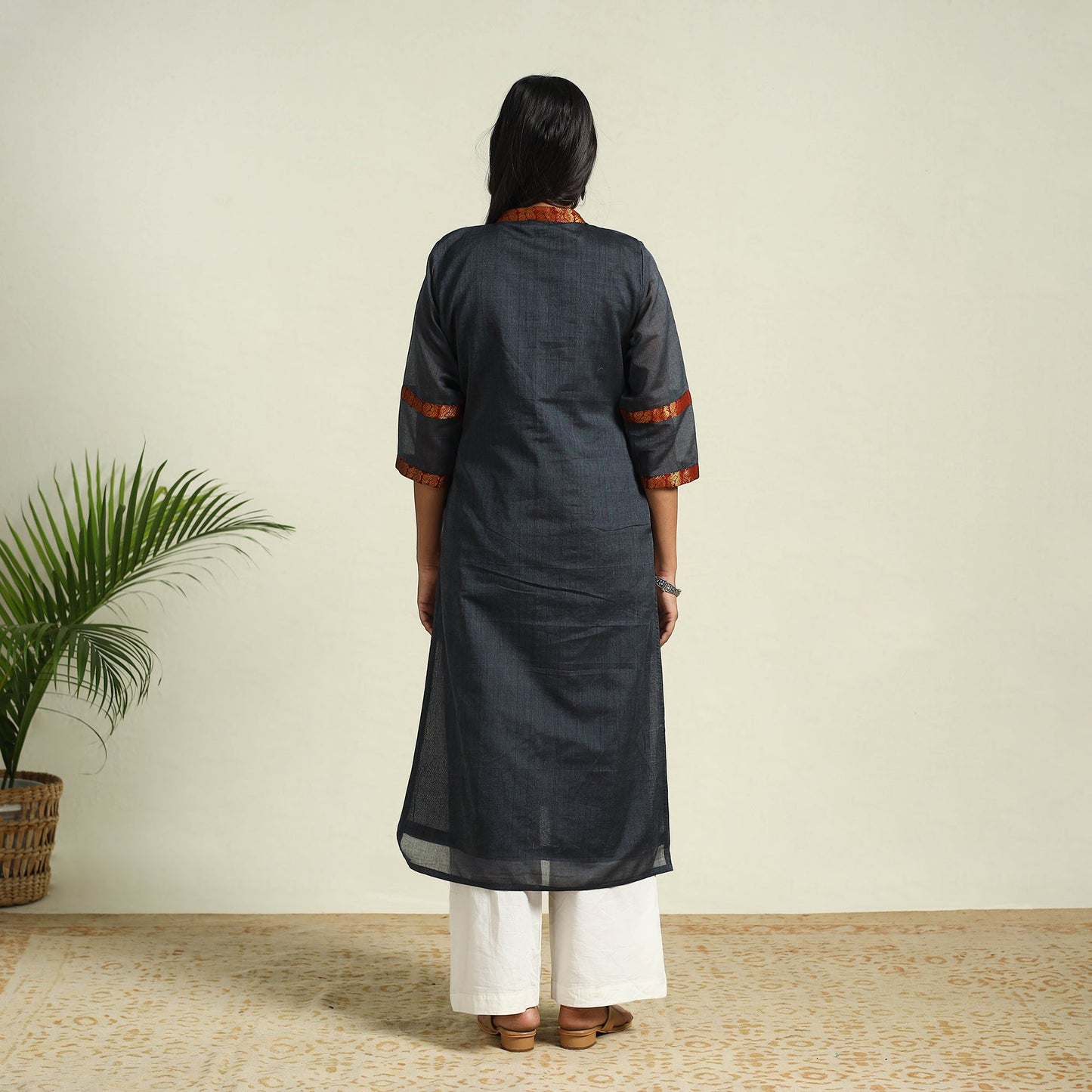  Dark Grey Mercerised Cotton Straight Dharwad Kurta