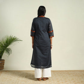  Dark Grey Mercerised Cotton Straight Dharwad Kurta
