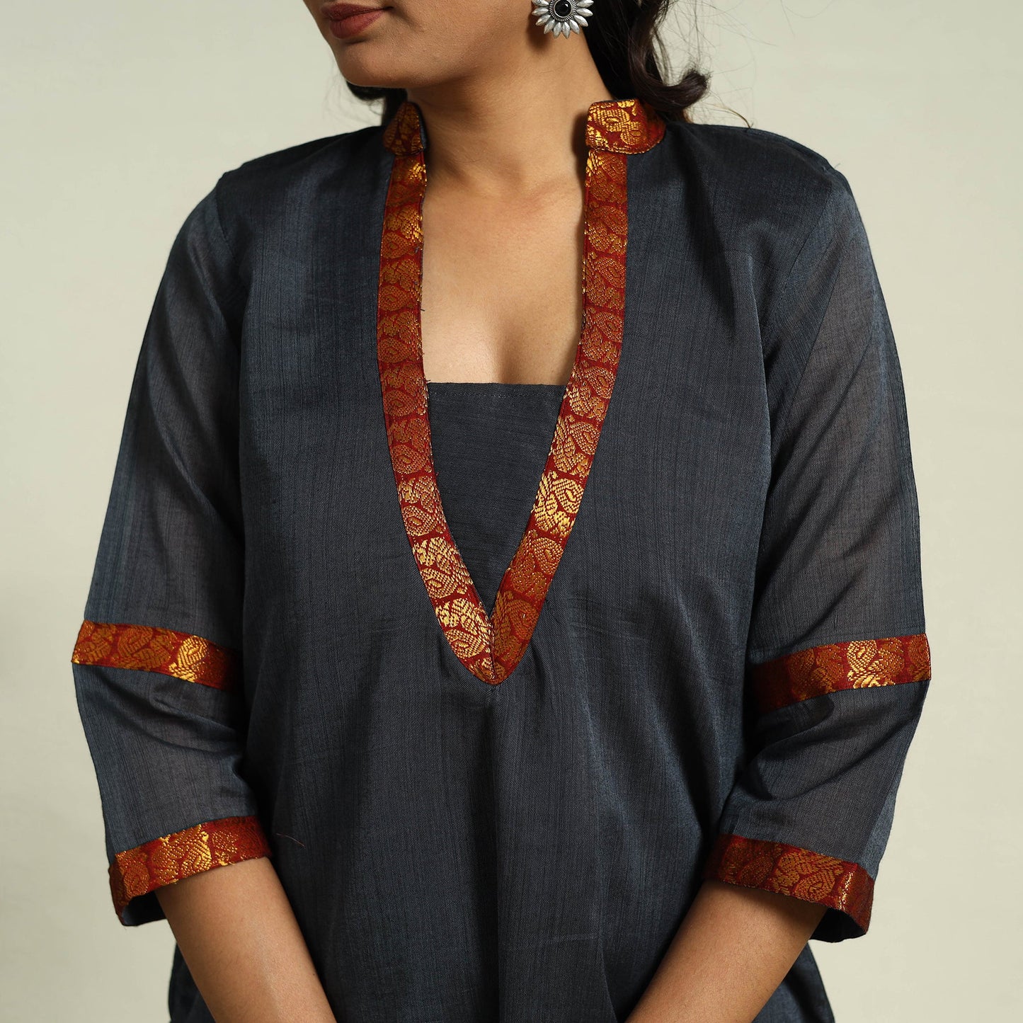  Dark Grey Mercerised Cotton Straight Dharwad Kurta