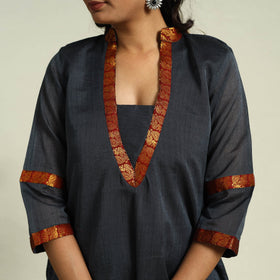  Dark Grey Mercerised Cotton Straight Dharwad Kurta