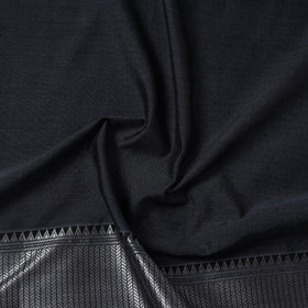  Dark Grey Mercerised Cotton Zari Border Dharwad Fabric