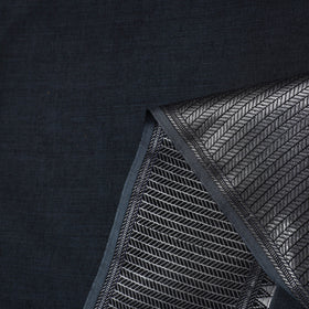  Dark Grey Mercerised Cotton Zari Border Dharwad Fabric
