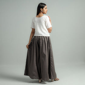 Dark grey - plain dyed cotton flared palazzo - handcrafted