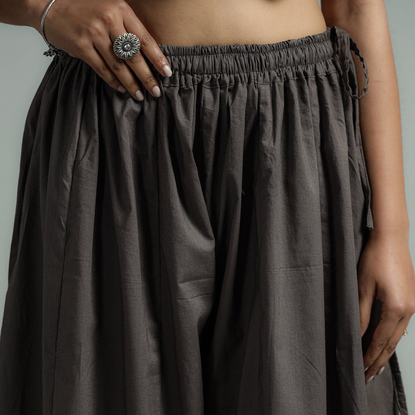 Dark grey - plain dyed cotton flared palazzo - handcrafted