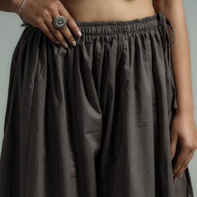 Dark grey - plain dyed cotton flared palazzo - handcrafted