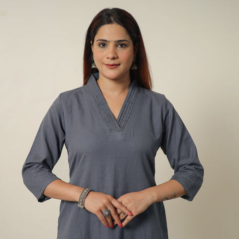  Plain Flex Cotton Long Straight Kurta 22 Online at iTokri.com