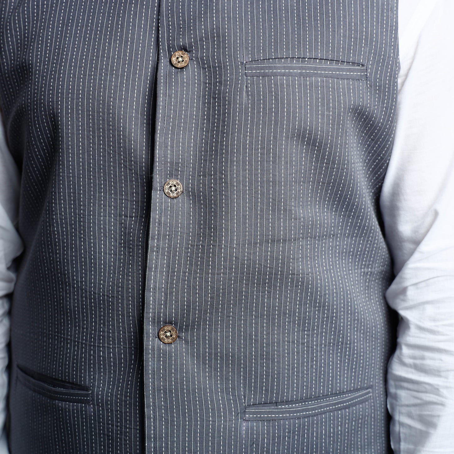Buy Running Stitch Pure Cotton Men Nehru Jacket 13 Online at iTokri.com