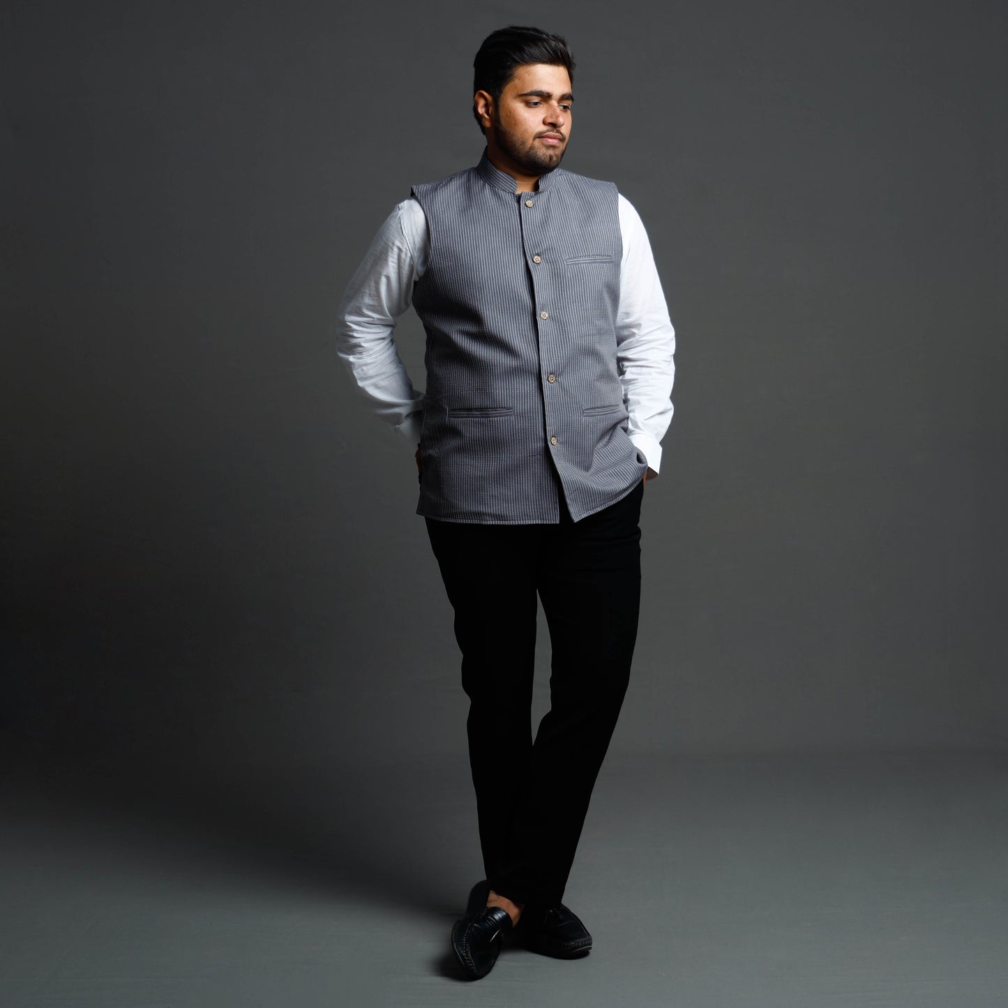 Buy Running Stitch Pure Cotton Men Nehru Jacket 13 Online at iTokri.com