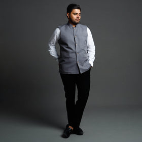Buy Running Stitch Pure Cotton Men Nehru Jacket 13 Online at iTokri.com