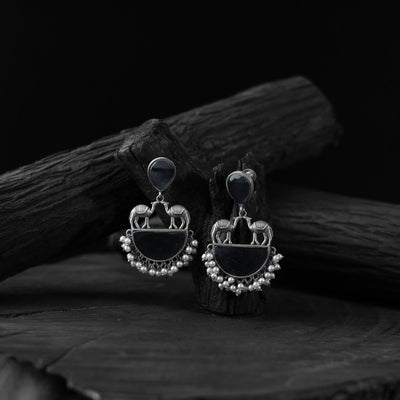 Dark grey - saanjh bela camel oxidised earrings