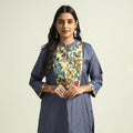 Dark grey - srikalahasti kalamkari patchwork plain linen