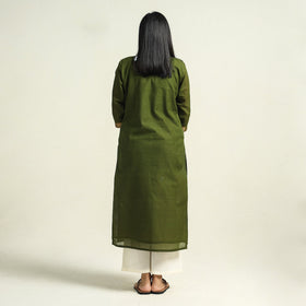 Dark olive green - mangalagiri handloom cotton straight