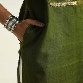 Dark olive green - mangalagiri handloom cotton straight