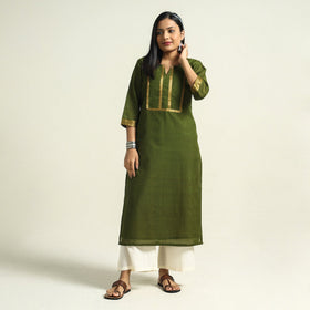 Dark olive green - mangalagiri handloom cotton straight