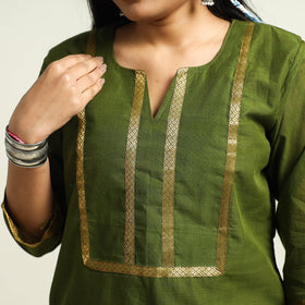 Dark olive green - mangalagiri handloom cotton straight