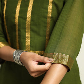 Dark olive green - mangalagiri handloom cotton straight