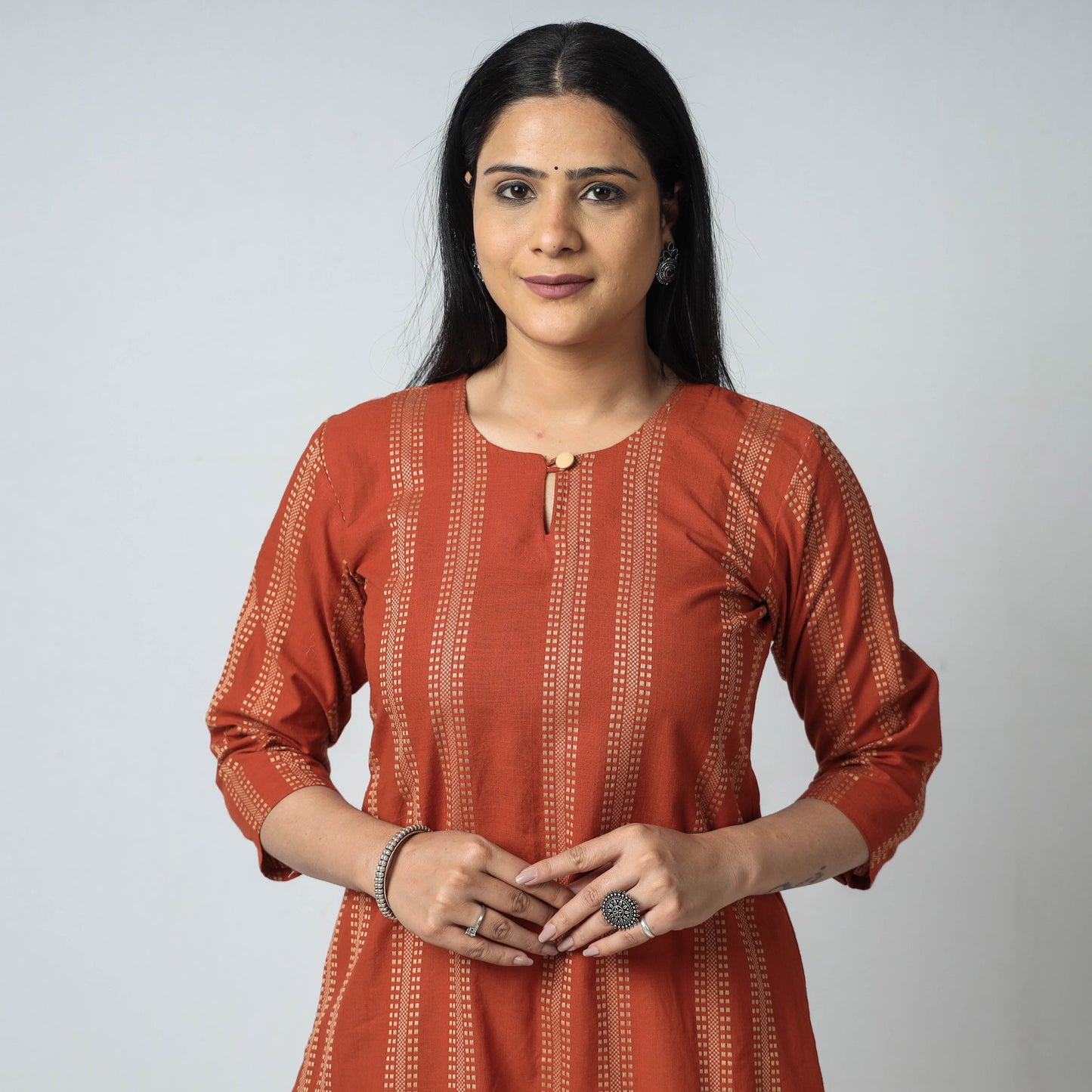 Buy Jacquard Cotton Long Kurta for Women