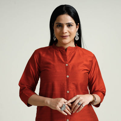  Plain Silk Long Kurta for Women