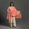 Dark peach - assam weave thread buti cotton handloom